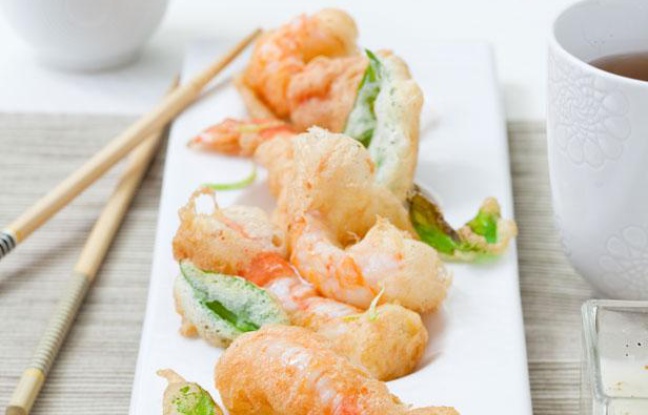 Lire la suite à propos de l’article Tempura de grosses langoustines, soupe glacée de petits pois à la menthe fraîche, craquelin d’anis vert