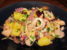 Salade de poulpe tiède et pommes de terre safranées, sauce vierge au balsamique et fines herbes